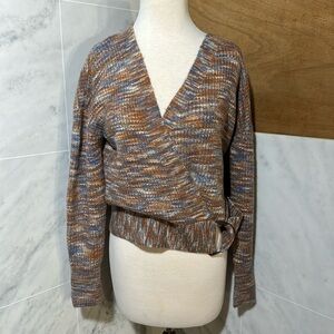NWT Nine West Sweater Womens Wrap Sweater Buckle Bottom Vneck size XS